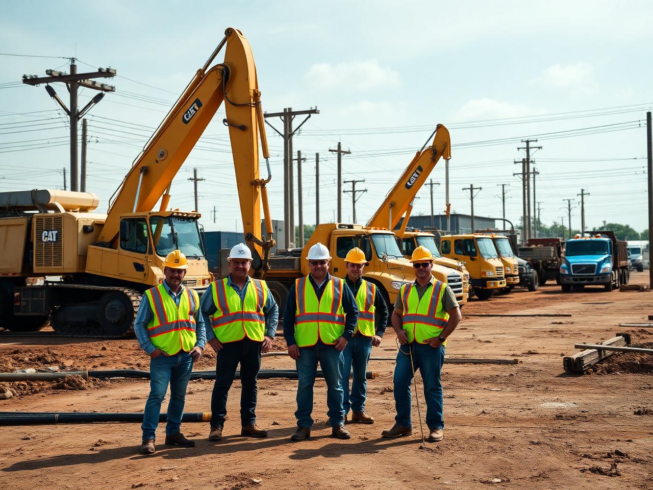 LWP Construction utility crew with heavy equipment on a Texas commercial jobsite